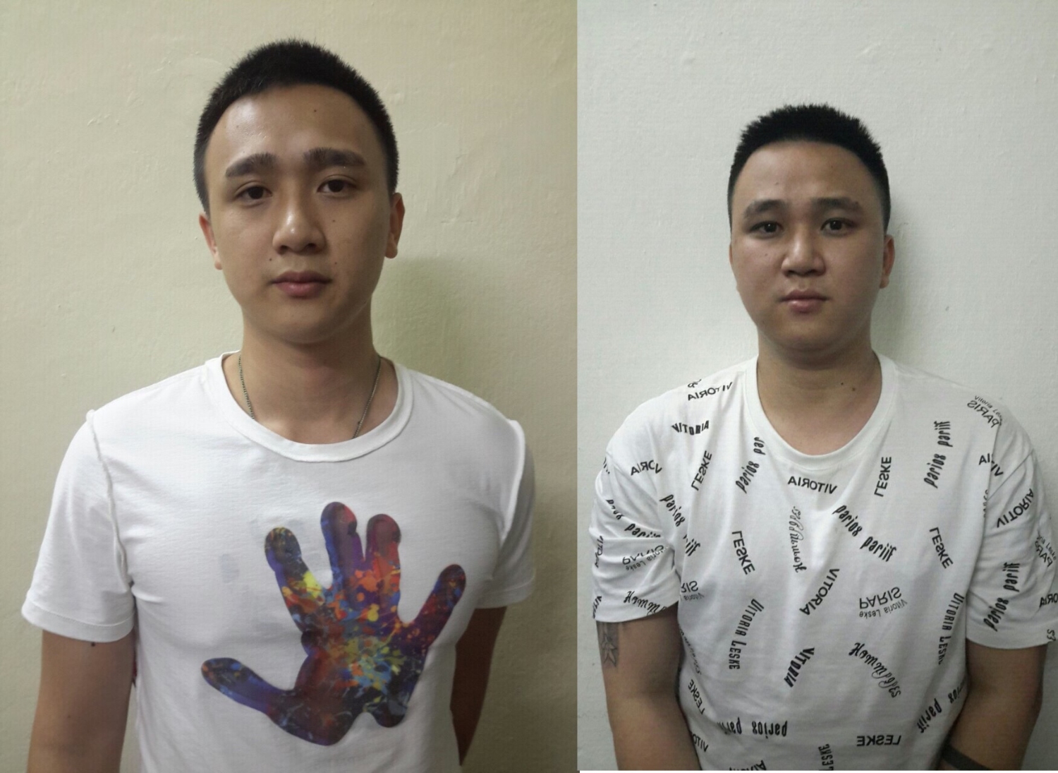Ngô Đạt (trái) và Ngô Thông (phải) tại cơ quan chức năng.