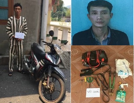 2 đối tượng Trịnh Tố Song, Trần Tuấn Phương và tang vật của vụ án