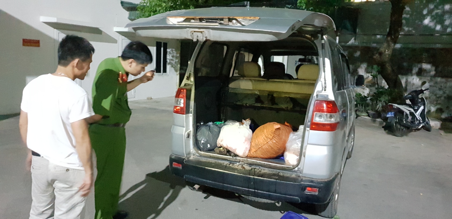 Xe ô tô vận chuyển 100kg nội tạng bốc mùi hôi thối