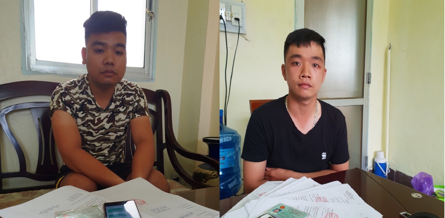 Đối tượng Đào Văn Đức và Bùi Minh Hiệp tại cơ quan công an