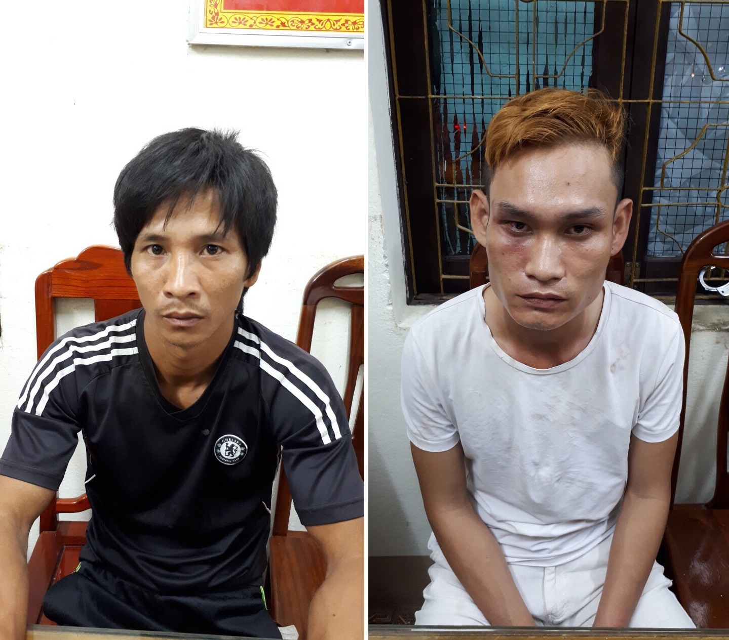 Đối tượng Nguyễn Quang Phóng (trái) và đối tượng Lương Thành Tín (phải)