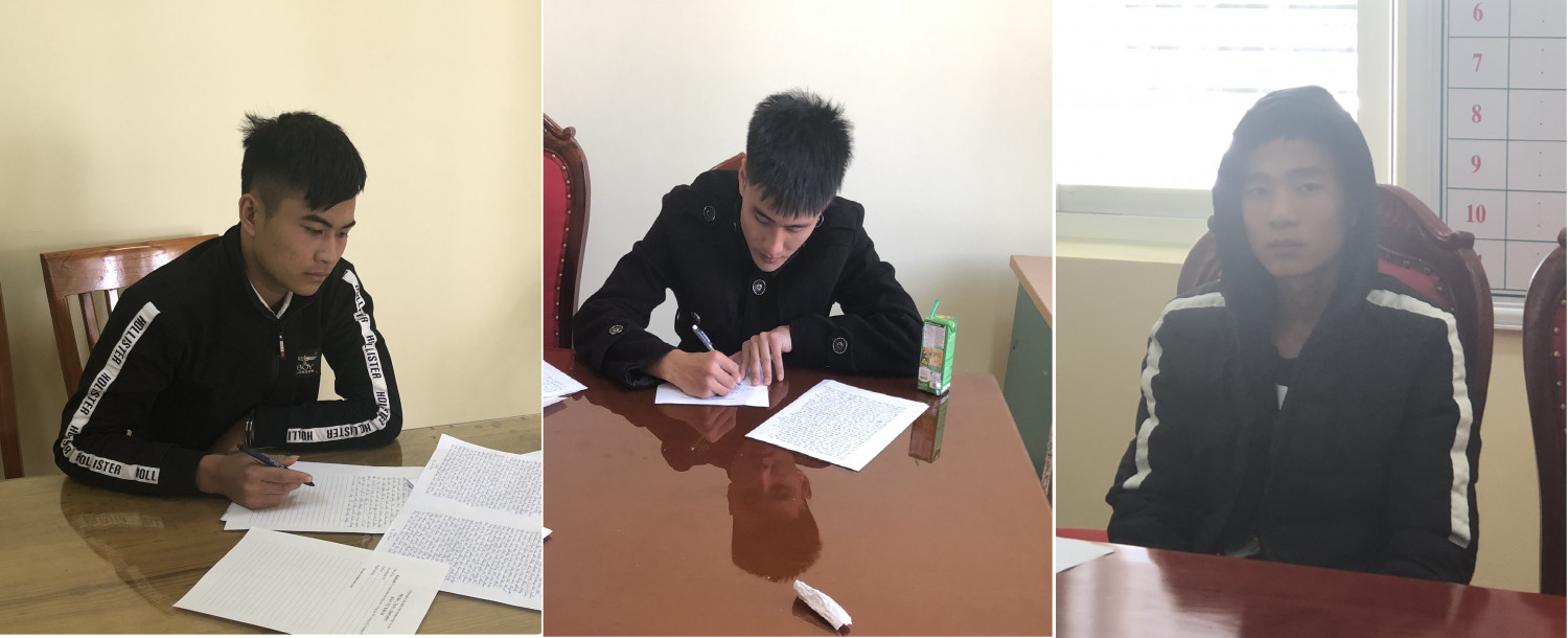 Các đối tượng Thanh, Hoàng, Việt tai cơ quan điều tra