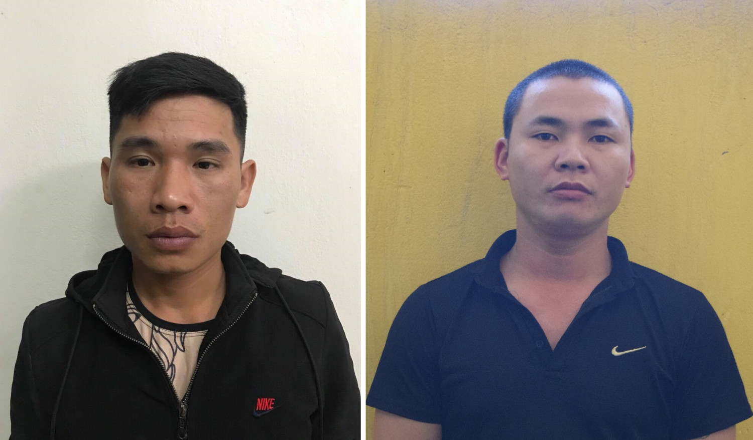 Hồ Văn Đoàn và Nguyễn Tiến Tùng tại cơ quan công an