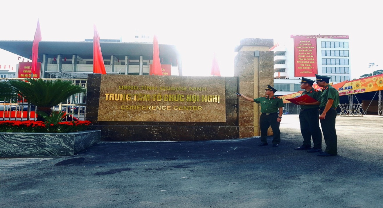 Kiểm tra phương án bảo vệ  tại Trung tâm Tổ chức hội nghị  tỉnh.