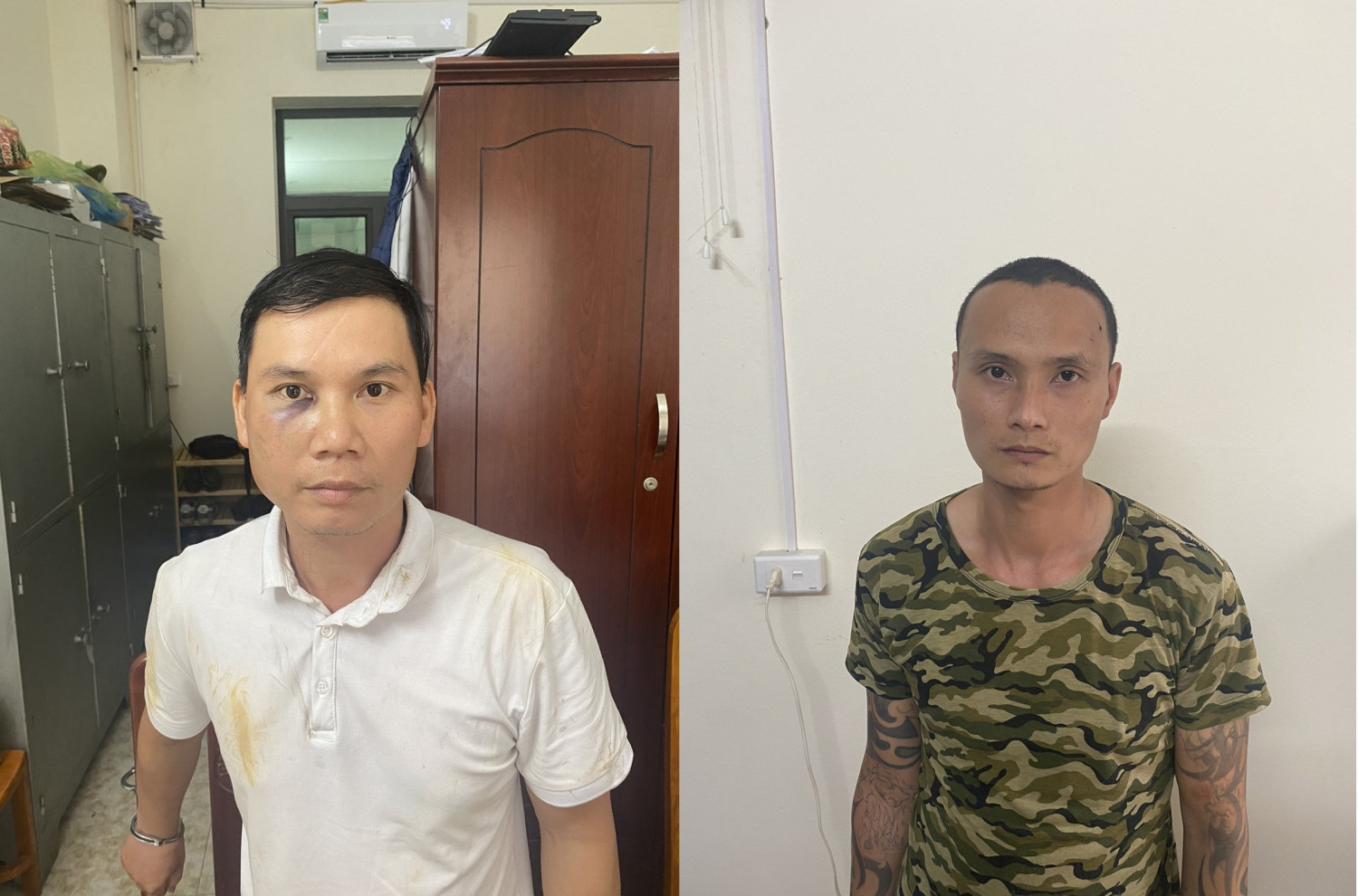 Đối tượng Đoàn Đức Cường và Nguyễn Công Thịnh (từ trái sang phải)