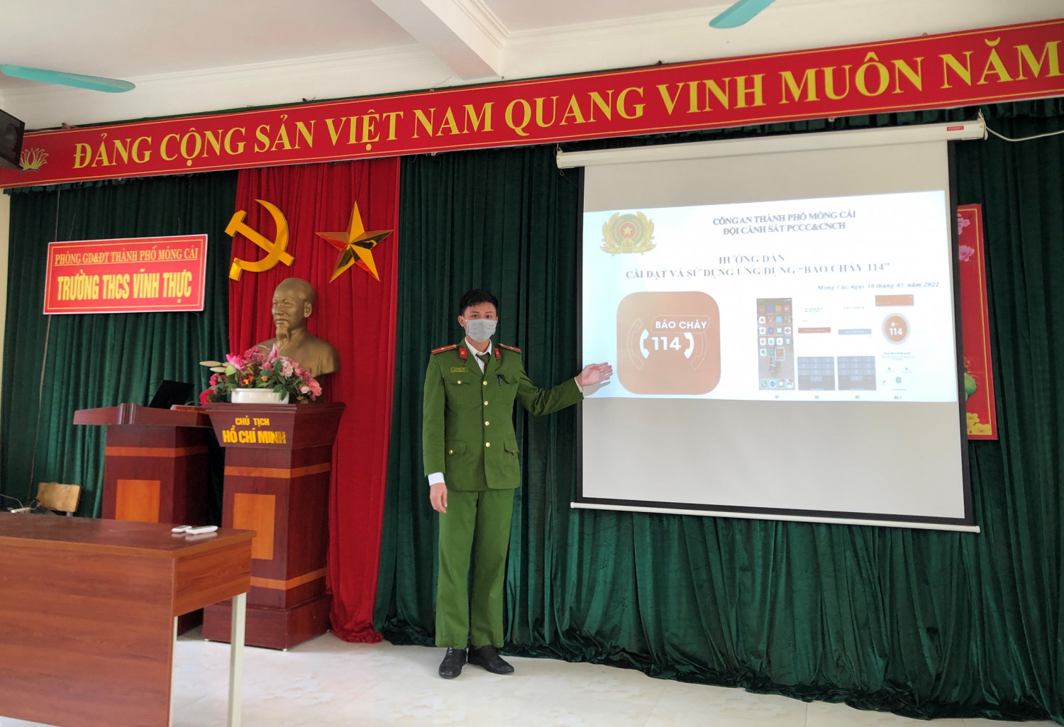 Công an TP Móng Cái hướng dẫn cài đặt báo cháy