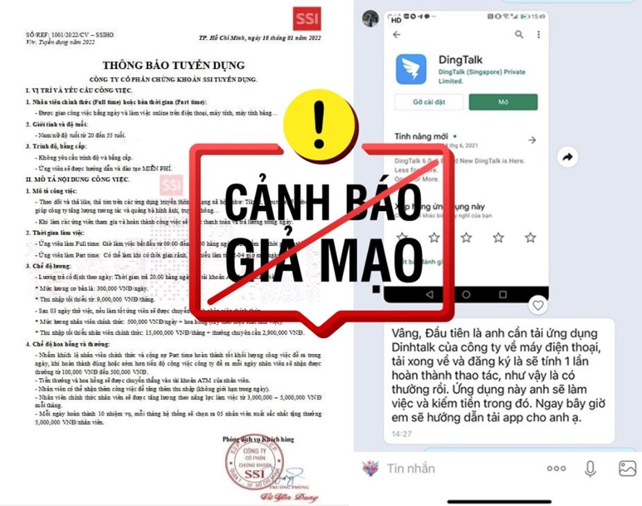 Các đối tượng mạo danh công ty chứng khoán để lừa đảo